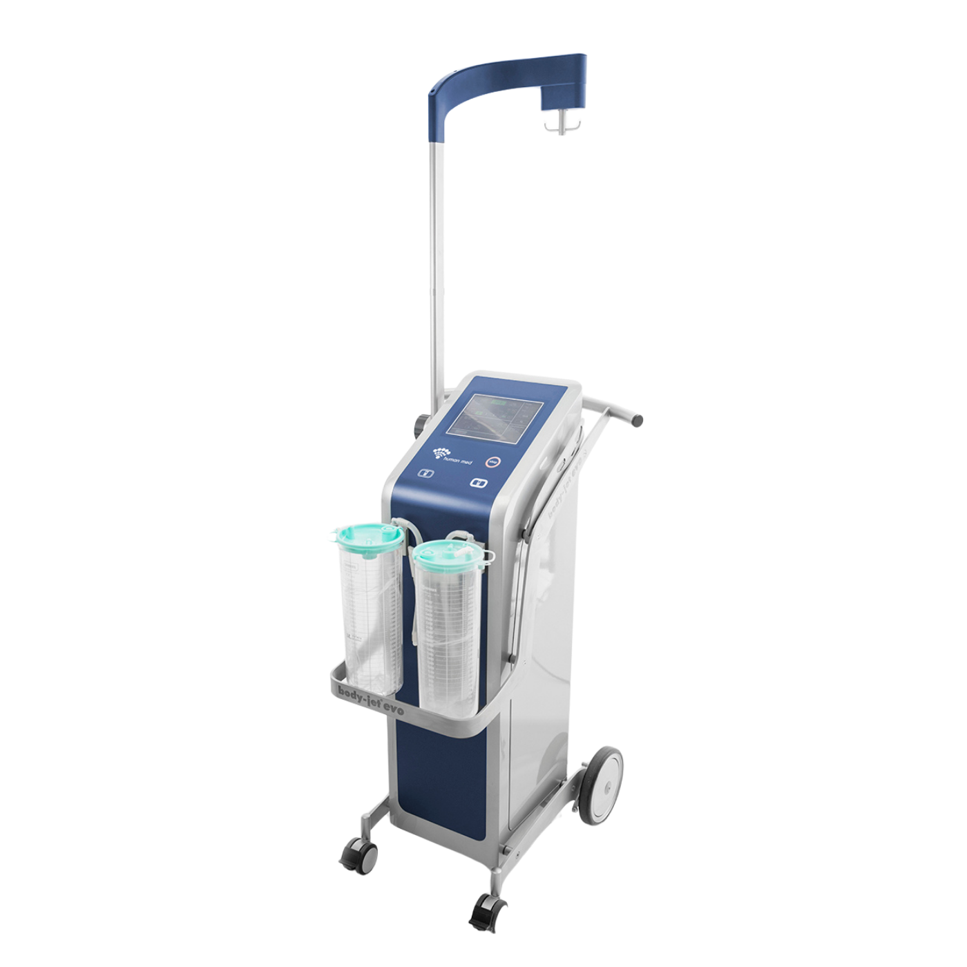 body-jet® evo water-assisted liposuction system, front three-quarter view with twin fat-collection canisters